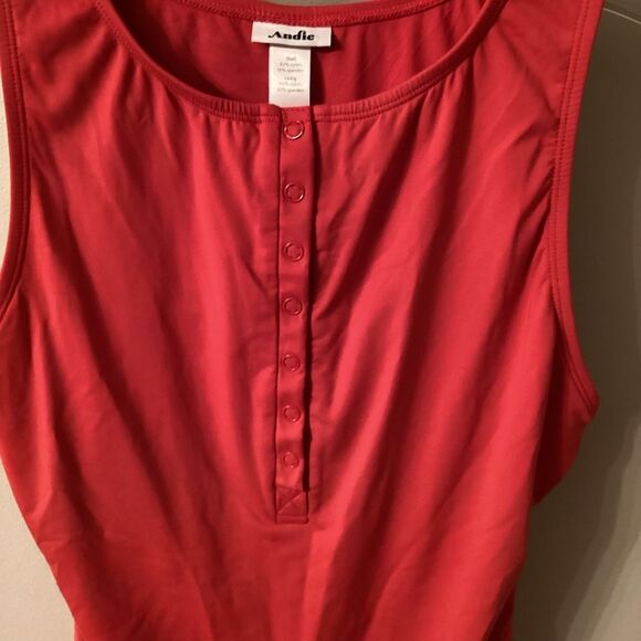 ANDIE SIZE M/T THE MALIBU ONE PIECE RED SNAP FRONT SWIMSUIT TALL LONG - Picture 5 of 7